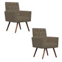 Ver imagem 1 de Kit 2 Poltronas Decorativa Nina Capitonê Suede Cappuccino - Dominic Decor