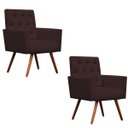 Ver imagem 1 de Kit 2 Poltronas Decorativa Nina Capitonê Suede Marrom - Dominic Decor