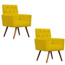 Ver imagem 1 de Kit 2 Poltronas Decorativa Nina Capitonê Suede Mostarda - Dominic Decor