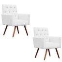 Ver imagem 1 de Kit 2 Poltronas Decorativa Nina Capitonê Suede Branco - Dominic Decor