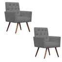 Ver imagem 1 de Kit 2 Poltronas Decorativa Nina Capitonê Suede Cinza - Dominic Decor