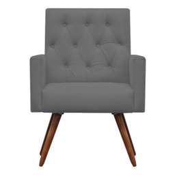 Kit 2 Poltronas Decorativa Nina Capitonê Suede Cinza - Dominic Decor - 3
