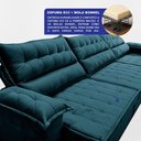Ver imagem 4 de Sofá Retrátil e Reclinável 3,60m com Molas e Espuma D33 Thunder Velusoft Petróleo Cama Inbox