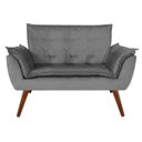 Ver imagem 3 de Kit Namoradeira + 02 Poltronas Decorativa Opalla Suede Cinza - Dominic Decor