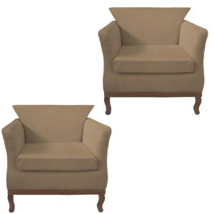 Kit 2 Poltrona Decorativa Veneza Suede Cappuccino - Dominic Decor