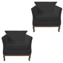 Ver imagem 1 de Kit 2 Poltrona Decorativa Veneza Suede Preto - Dominic Decor