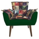 Ver imagem 1 de Poltrona Decorativa Opala Composê Estampa Triangulo Suede Verde - Dominic Decor
