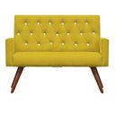 Ver imagem 2 de Kit Namoradeira + 2 Poltronas Decorativa Nina Capitonê Suede Amarelo com Strass - Dominic Decor