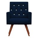 Ver imagem 3 de Kit Namoradeira + 2 Poltronas Decorativa Nina Capitonê Suede Azul Marinho com Strass - Dominic