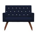 Ver imagem 2 de Kit Namoradeira + 2 Poltronas Decorativa Nina Capitonê Suede Azul Marinho com Strass - Dominic
