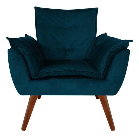 Poltrona Decorativa Opala Suede Azul Royal - Dominic Decor
