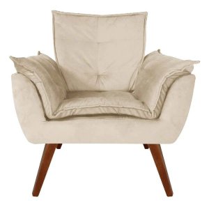 Poltrona Decorativa Opala Suede Bege - Dominic Decor