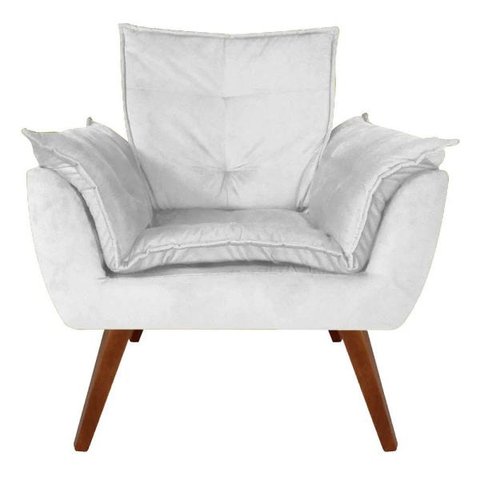 Poltrona Decorativa Opala Suede Branco - Dominic Decor