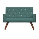 Ver imagem 2 de Kit Namoradeira + 2 Poltronas Decorativa Nina Capitonê Suede Azul Turquesa com Strass - Dominic