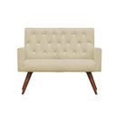Ver imagem 2 de Kit Namoradeira + 2 Poltronas Decorativa Nina Capitonê Suede Bege com Strass - Dominic Decor