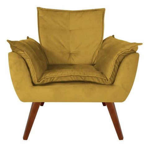 Poltrona Decorativa Opala Suede Mostarda - Dominic Decor