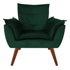 Poltrona Decorativa Opala Suede Verde - Dominic Decor