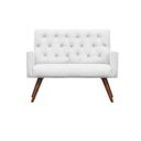 Ver imagem 2 de Kit Namoradeira + 2 Poltronas Decorativa Nina Capitonê Suede Branco com Strass - Dominic Decor