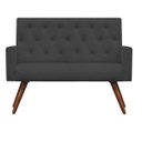 Ver imagem 2 de Kit Namoradeira + 2 Poltronas Decorativa Nina Capitonê Suede Grafite - Dominic Decor
