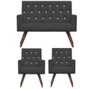 Ver imagem 1 de Kit Namoradeira + 2 Poltronas Decorativa Nina Capitonê Suede Grafite com Strass - Dominic Decor