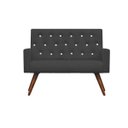 Ver imagem 2 de Kit Namoradeira + 2 Poltronas Decorativa Nina Capitonê Suede Grafite com Strass - Dominic Decor