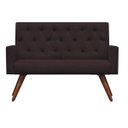 Ver imagem 2 de Kit Namoradeira + 2 Poltronas Decorativa Nina Capitonê Suede Marrom - Dominic Decor