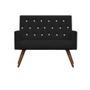 Ver imagem 2 de Kit Namoradeira + 2 Poltronas Decorativa Nina Capitonê Suede Preto com Strass - Dominic Decor