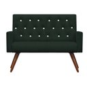 Ver imagem 2 de Kit Namoradeira + 2 Poltronas Decorativa Nina Capitonê Suede Verde com Strass - Dominic Decor