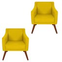 Ver imagem 1 de Kit 2 Poltronas Decorativa Gabriela Suede Amarelo - Dominic Decor