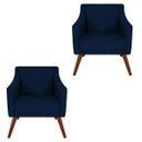 Ver imagem 1 de Kit 2 Poltronas Decorativa Gabriela Suede Azul Marinho - Dominic Decor