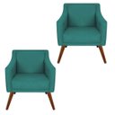 Ver imagem 1 de Kit 2 Poltronas Decorativa Gabriela Suede Azul Turquesa - Dominic Decor