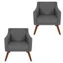 Ver imagem 1 de Kit 2 Poltronas Decorativa Gabriela Suede Cinza - Dominic Decor