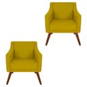 Ver imagem 1 de Kit 2 Poltronas Decorativa Gabriela Suede Mostarda - Dominic Decor