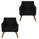 Ver imagem 1 de Kit 2 Poltronas Decorativa Gabriela Suede Preto - Dominic Decor