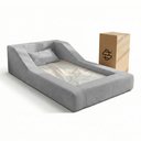 Ver imagem 1 de Cama Montessoriana Infantil Noah 100% Espuma com Colchão Bouclê Cinza Claro - Abmaza