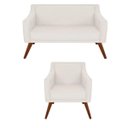 Ver imagem 1 de Kit Namoradeira + 01 Poltronas Decorativa Gabriela Suede Branco - Dominic Decor