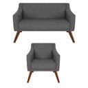 Ver imagem 1 de Kit Namoradeira + 01 Poltronas Decorativa Gabriela Suede Cinza - Dominic Decor