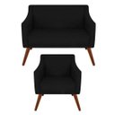 Ver imagem 1 de Kit Namoradeira + 01 Poltronas Decorativa Gabriela Suede Preto - Dominic Decor