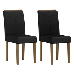 Conjunto 2 Cadeiras Amanda Imbuia/veludo Preto - New Ceval - 1