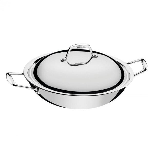 Panela Wok Inox com Tampa e Alças 5,1L Trix Tramontina - 1