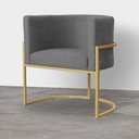 Ver imagem 4 de Poltrona Decorativa Luana Base em Metal Linho Cores - DS Estofados - Cinza
