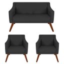 Ver imagem 1 de Kit Namoradeira + 02 Poltronas Decorativa Gabriela Suede Grafite - Dominic Decor