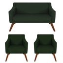 Ver imagem 1 de Kit Namoradeira + 02 Poltronas Decorativa Gabriela Suede Verde - Dominic Decor