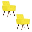 Ver imagem 1 de Kit 2 Poltronas Decorativa Nina Capitonê Suede Amarelo - Dominic Decor