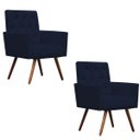 Ver imagem 1 de Kit 2 Poltronas Decorativa Nina Capitonê Suede Azul Marinho - Dominic Decor