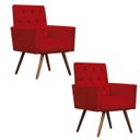 Ver imagem 1 de Kit 2 Poltronas Decorativa Nina Capitonê Suede Vermelho - Dominic Decor