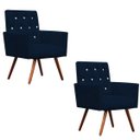 Ver imagem 1 de Kit 2 Poltronas Decorativa Nina Capitonê Suede Azul Marinho com Strass - Dominic Decor