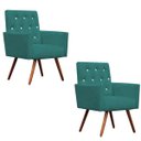 Ver imagem 1 de Kit 2 Poltronas Decorativa Nina Capitonê Suede Azul Turquesa com Strass - Dominic Decor