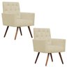 Kit 2 Poltronas Decorativa Nina Capitonê Suede Bege com Strass - Dominic Decor - 1