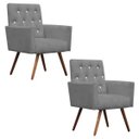 Ver imagem 1 de Kit 2 Poltronas Decorativa Nina Capitonê Suede Cinza com Strass - Dominic Decor